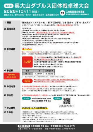 第4回 奥大山ダブルス団体戦卓球大会