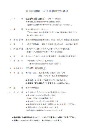 第14回池田二人団体卓球大会