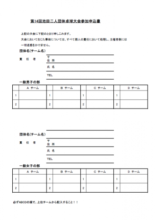 第14回池田二人団体卓球大会
