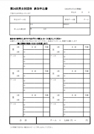 第24回東成区オ－プン男女別団体卓球大会