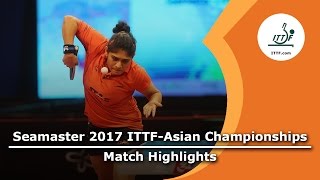 【動画】PATKAR Madhurika VS 丁寧 2017年ITTF  - アジア選手権 ベスト64